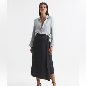 REISS PENELOPE LIGHT BLACK SILK SKIRT
